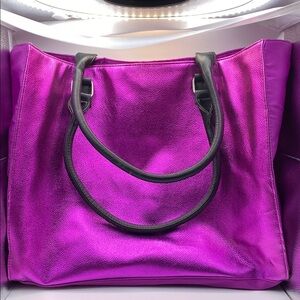 Elegant Bright  Shiny Metallic Purple Spacious Tote Bag